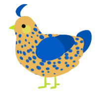 A honey and ultramarine chicken with a speckle pattern