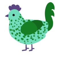 A mint and leaf chicken with a speckle pattern