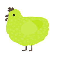 A lime chicken with a speckle pattern