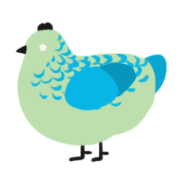 Seaweed Dream, a gluppy and cerulean chicken with a half-lace pattern