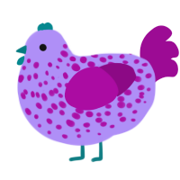 A lilac and plum chicken with a speckle pattern