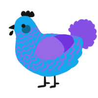 A sky and blurple chicken with a lace pattern