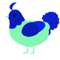 A wine and yellow chicken with a head pattern