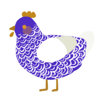 A indigo and white chicken with a double-lace pattern
