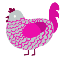 A silver and fuchsia chicken with a lace pattern