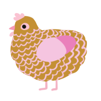 A gold and pink chicken with a lace pattern