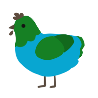 A cerulean and leaf chicken with a head pattern