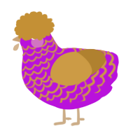 A amethyst and gold chicken with a lace pattern