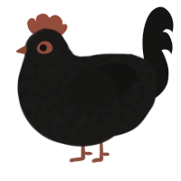 Penumbra, a sable and black chicken with a speckle pattern
