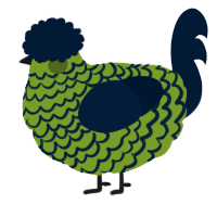 A chartreuse and tumblr chicken with a lace pattern