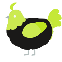 A sable and lime chicken with a head pattern