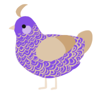 A blurple and beige chicken with a double-lace pattern