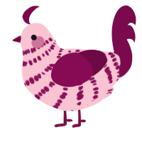 A rose and wine chicken with a bar pattern