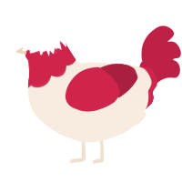 A cream and crimson chicken with a head pattern