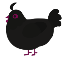 A sable and black chicken with a head pattern