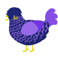 A navy and blurple chicken with a lace pattern