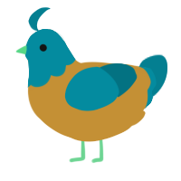 A gold and sea chicken with a head pattern