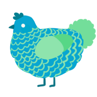 A cerulean and spring chicken with a lace pattern