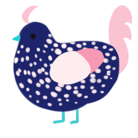 Slush Soda, a navy and rose chicken with a speckle pattern