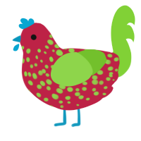 Strawberry Skies, a crimson and grass chicken with a speckle pattern