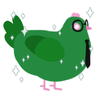 Mr Cucumber, a viridian and leaf chicken