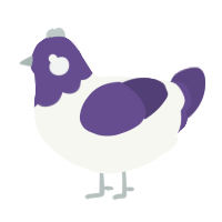 A white and overcast chicken with a head pattern