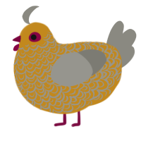 A ochre and ash chicken with a double-lace pattern