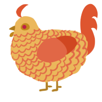 A honey and vermilion chicken with a lace pattern