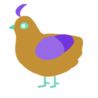 A gold and blurple chicken
