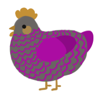 A grey and plum chicken with a lace pattern