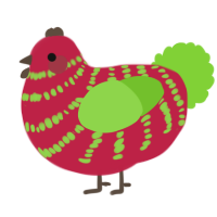 A crimson and grass chicken with a bar pattern