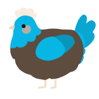 A bark and cerulean chicken with a head pattern