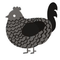 A grey and sable chicken with a lace pattern