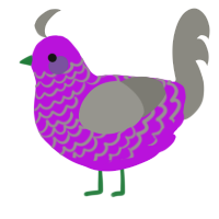 yama, a amethyst and ash chicken with a lace pattern