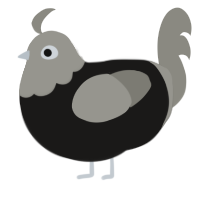 A sable and ash chicken with a head pattern