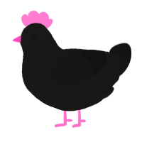 Volcano Bath, a sable and black chicken with a double-lace pattern
