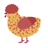 A honey and red chicken with a speckle pattern