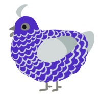 A indigo and silver chicken with a lace pattern