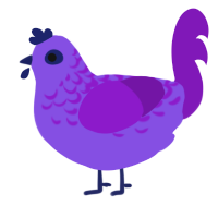 Welchers, a blurple and violet chicken with a half-lace pattern