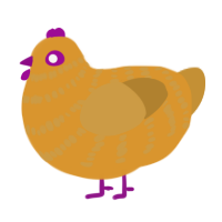 A orange and gold chicken with a bar pattern