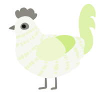 A white and apple chicken with a bar pattern