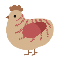 A beige and red chicken with a half-bar pattern