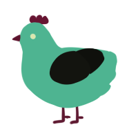 A aqua and black chicken