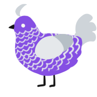 A blurple and mist chicken with a lace pattern