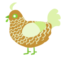 A gold and apple chicken with a lace pattern