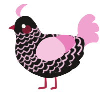 Cozy, a sable and pink chicken with a lace pattern