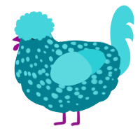 A sea and aqua chicken with a speckle pattern