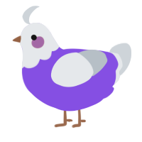 A blurple and mist chicken with a head pattern