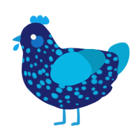 (unnamed), a navy and cerulean chicken with a speckle pattern