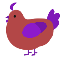 A red and violet chicken